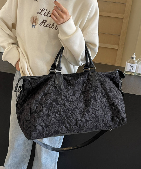 Pink Embroidered Large Capacity Crossbody Bag