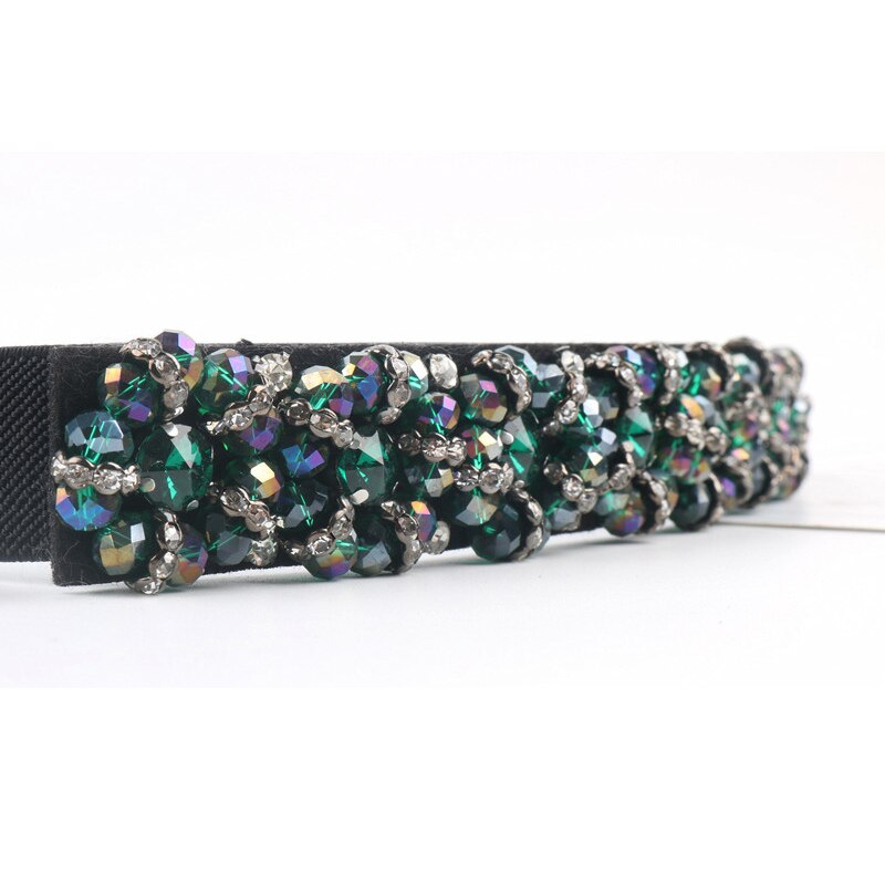 Rhinestone Embellished Elastic Stretch Cinch Waist Belt 6