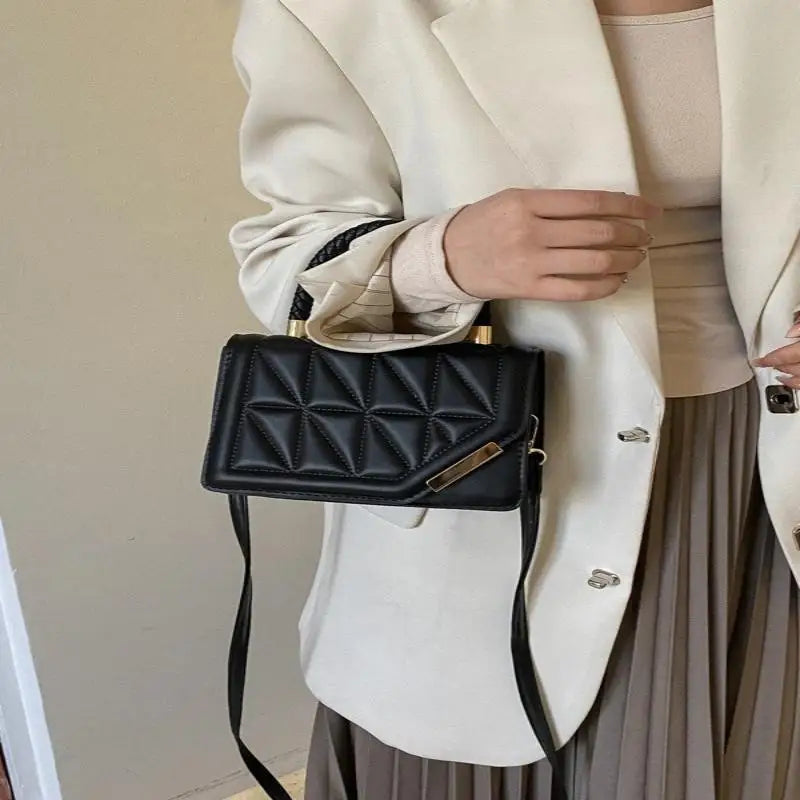 Fashion Plaid PU Leather Small Square Crossbody Handbag