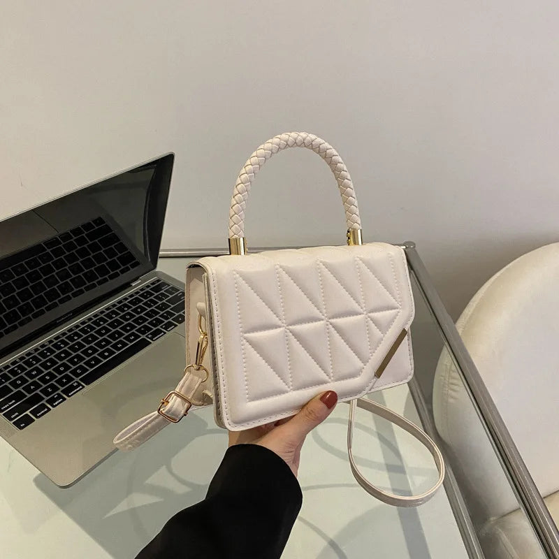 Fashion Plaid PU Leather Small Square Crossbody Handbag