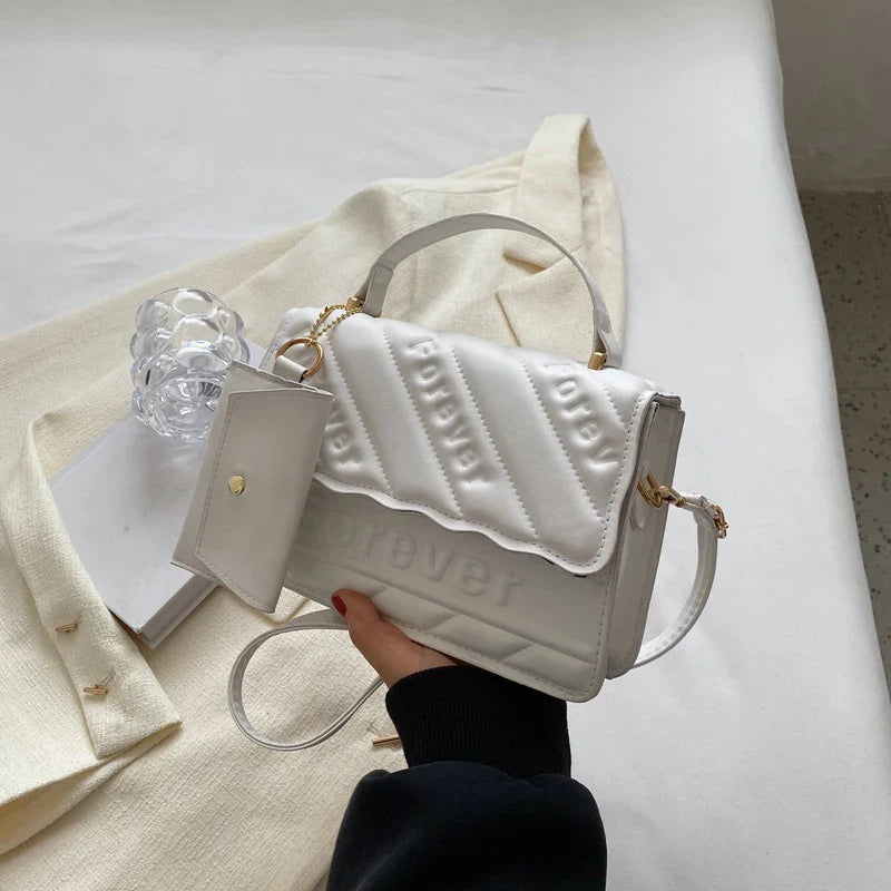 Quilted PU Leather Small Crossbody Handbag