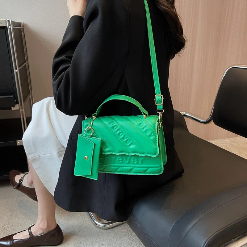 Quilted PU Leather Small Crossbody Handbag