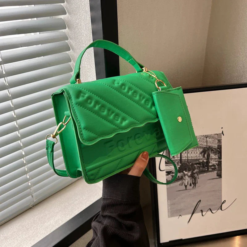 Quilted PU Leather Small Crossbody Handbag