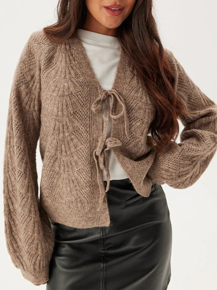 Loose V-neck Deep Button Cardigan - Fashionpara