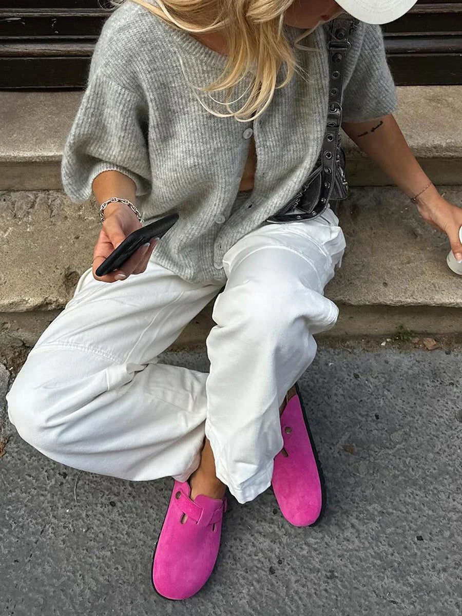 Short Sleeve Round Neck Button-Down Cardigan