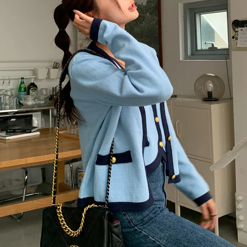 Spring V-neck Long Sleeve Knitted Cardigan