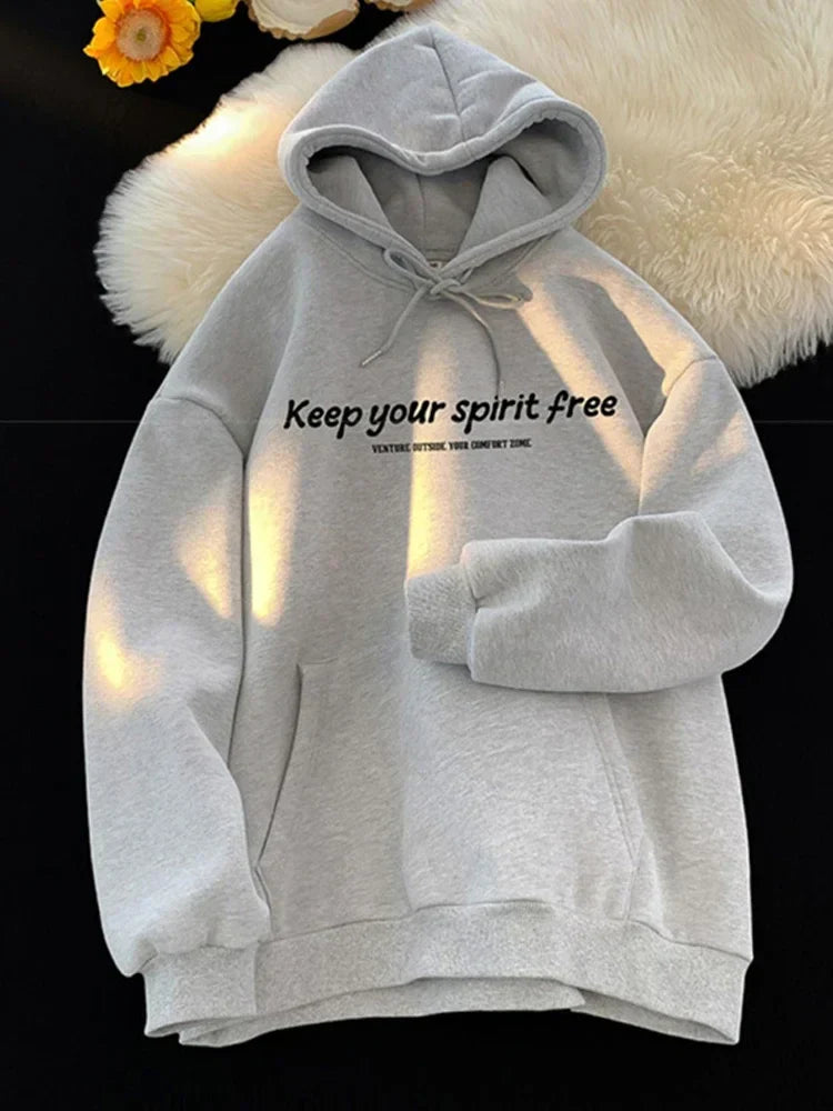 Spirit Free Letter Printed Hoodie