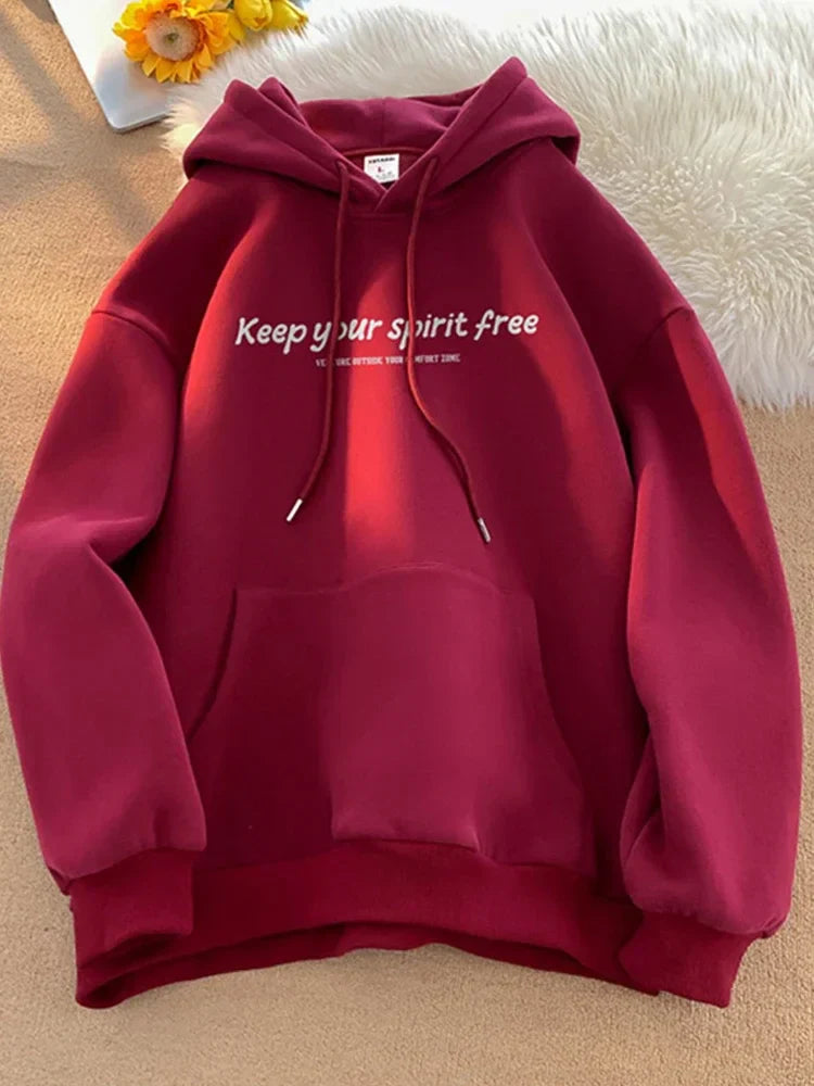 Spirit Free Letter Printed Hoodie