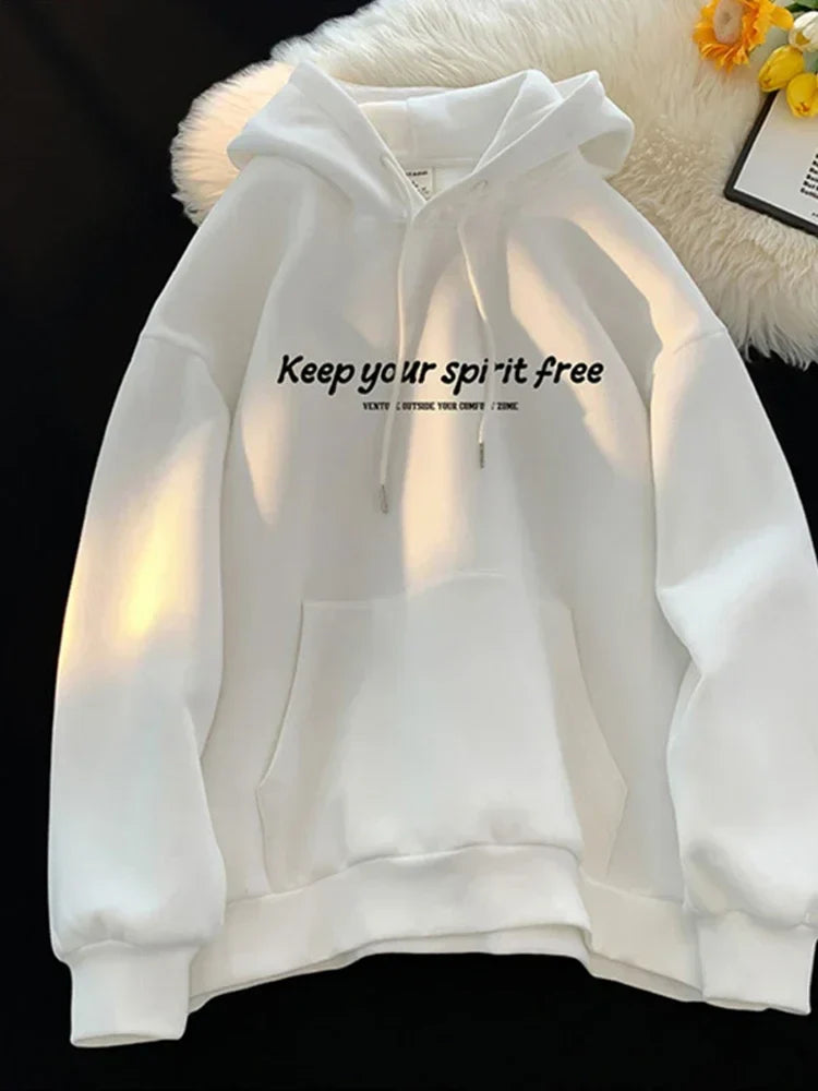 Spirit Free Letter Printed Hoodie