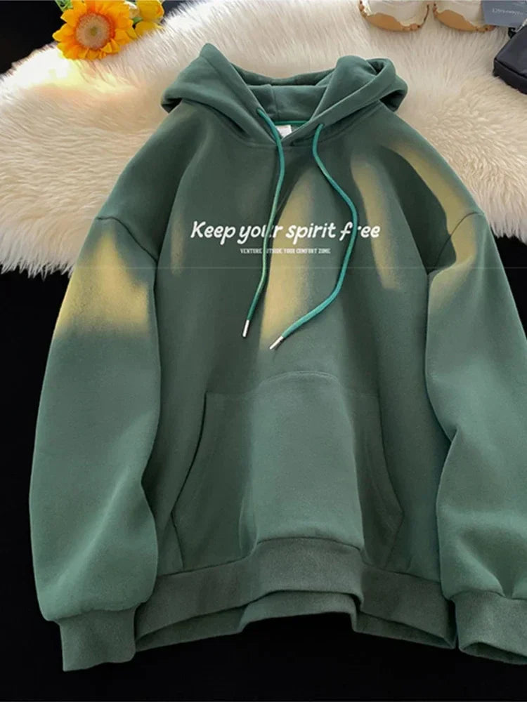 Spirit Free Letter Printed Hoodie