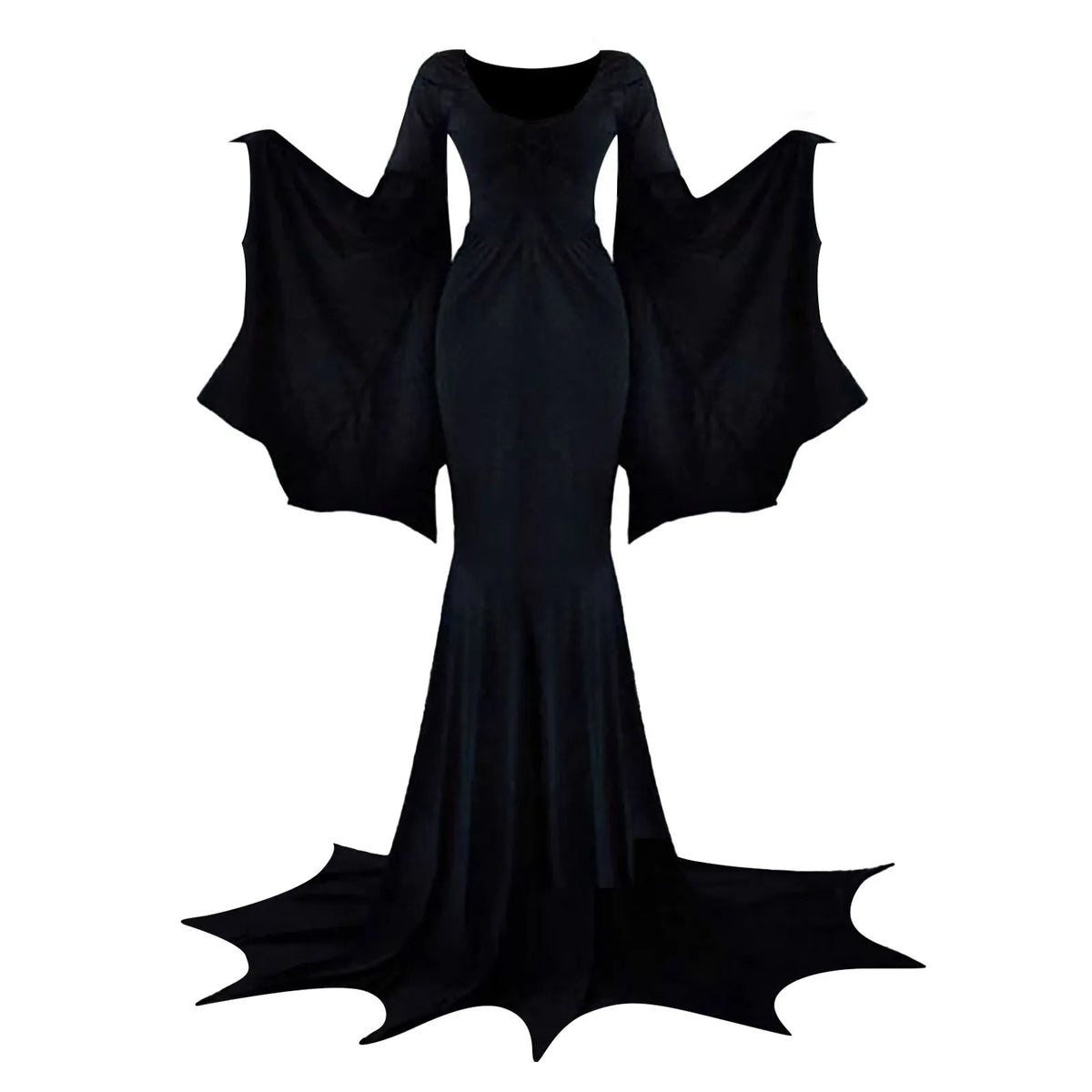 Scoop Neck Bat-Wing Sleeve Button-Front Fishtail Maxi Gown 4