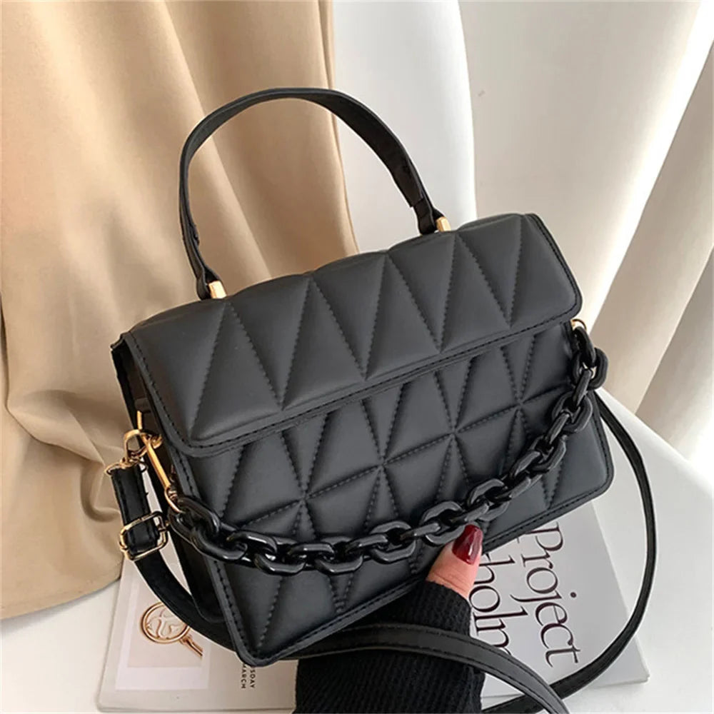 Trendy Plaid Chain Designer Crossbody Handbag