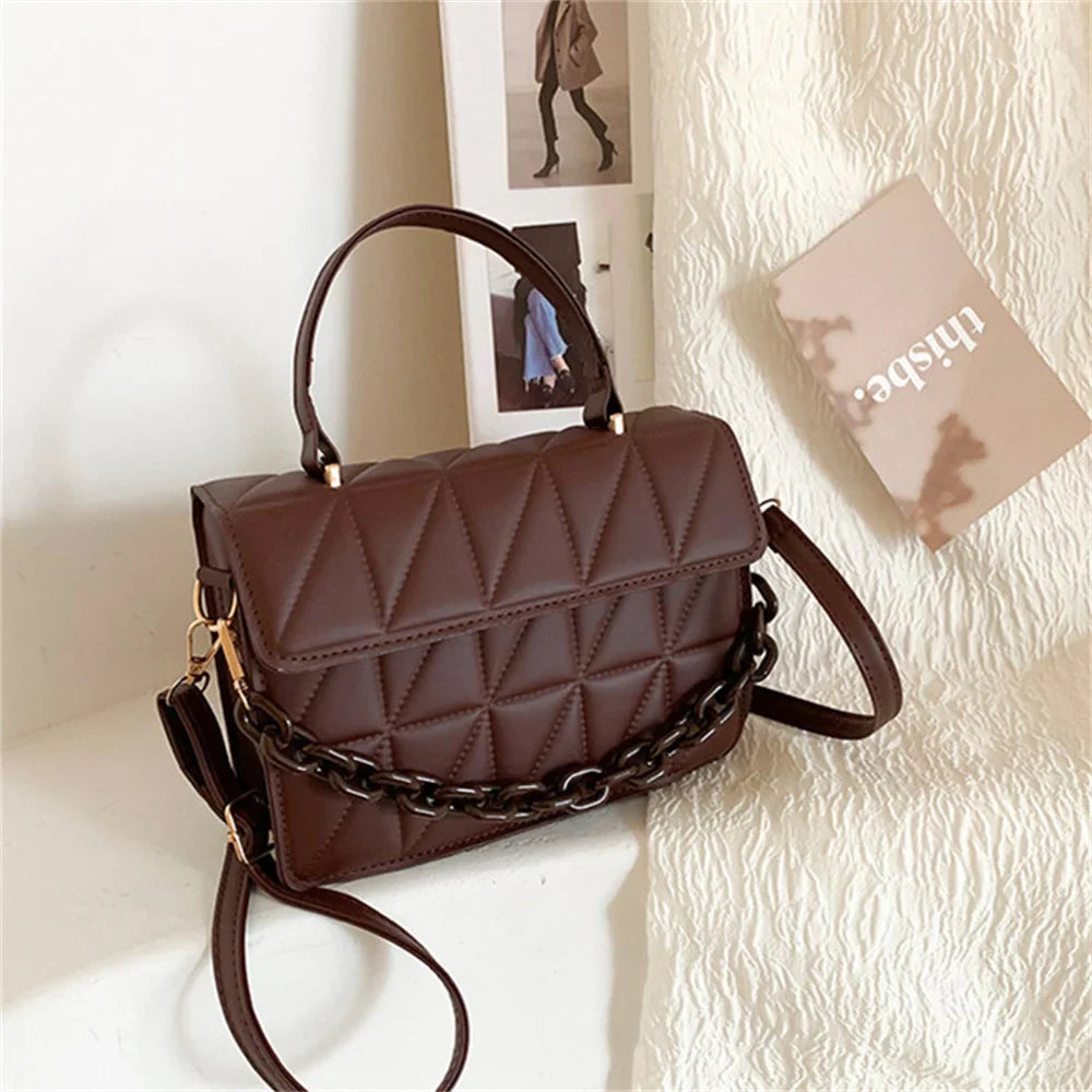 Trendy Plaid Chain Designer Crossbody Handbag