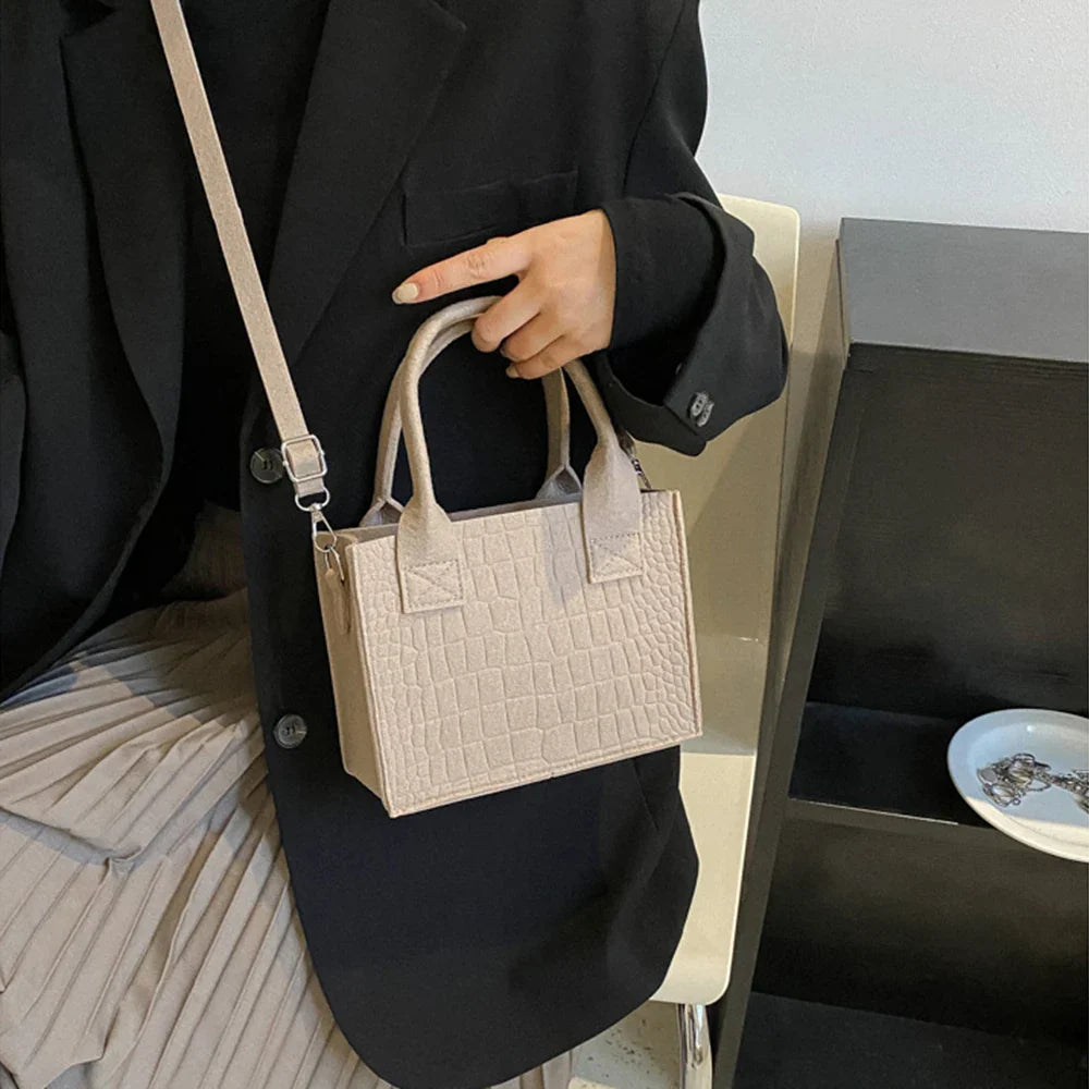 Felt Mini Tote Autumn Winter Small Square Handbag