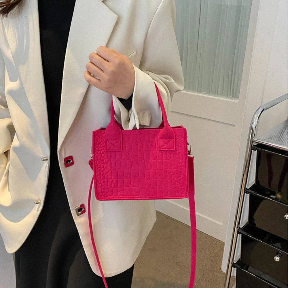 Felt Mini Tote Autumn Winter Small Square Handbag