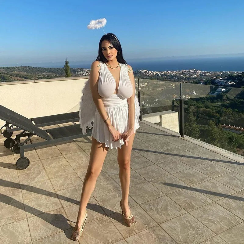 Irregular Tie-Up Mini Dress