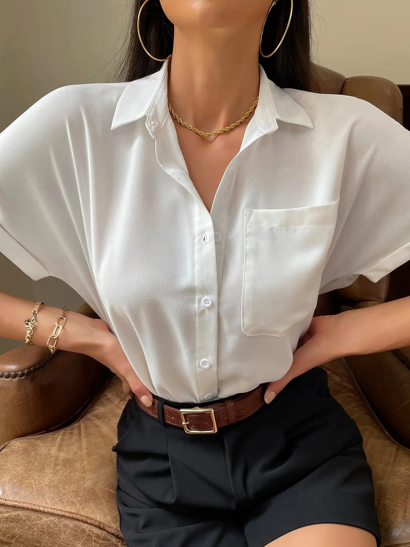 Chiffon Short-Sleeved Casual Blouse