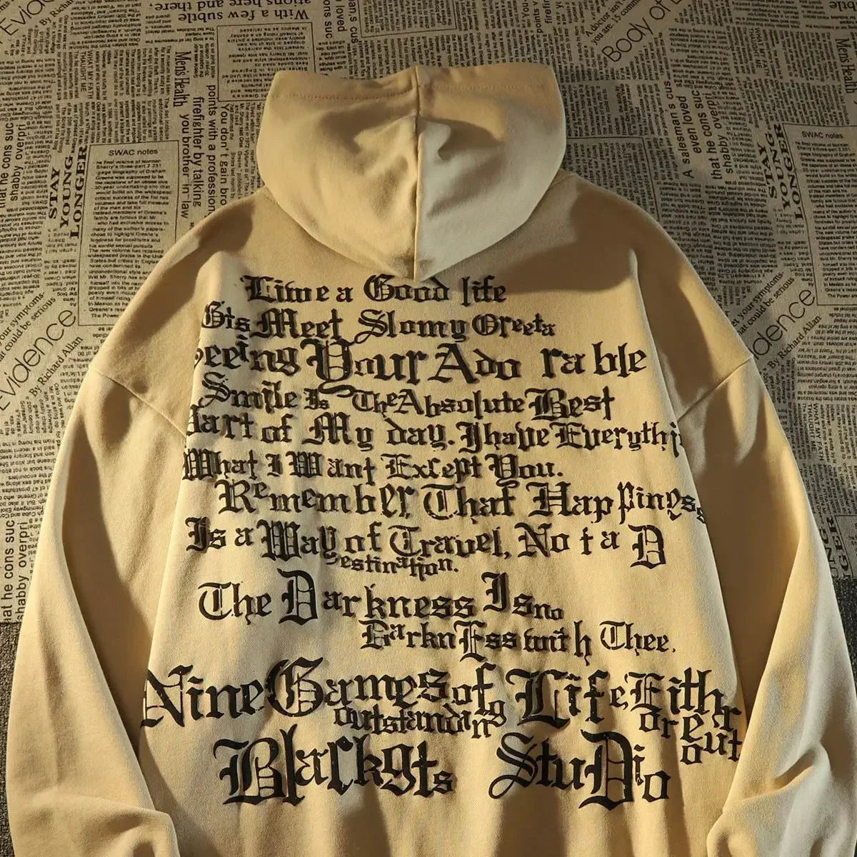 Retro Large Size Gothic Print Hoodie