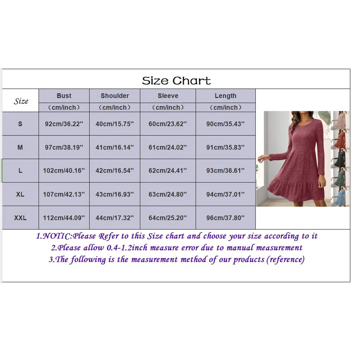 Ribbed Knit Round Neck Long Sleeve Tiered Swing Dress 6