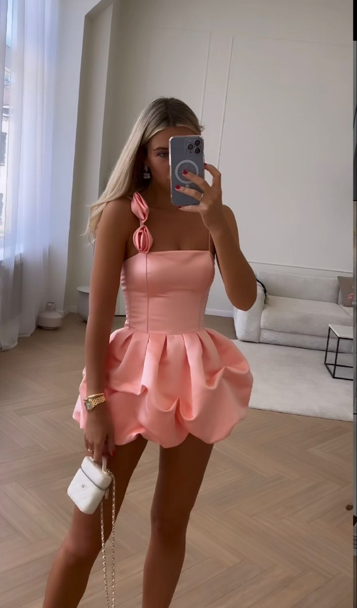 Cute Pink Satin 17th Birthday Dress 8th Grade Formal Homecoming Dress S947