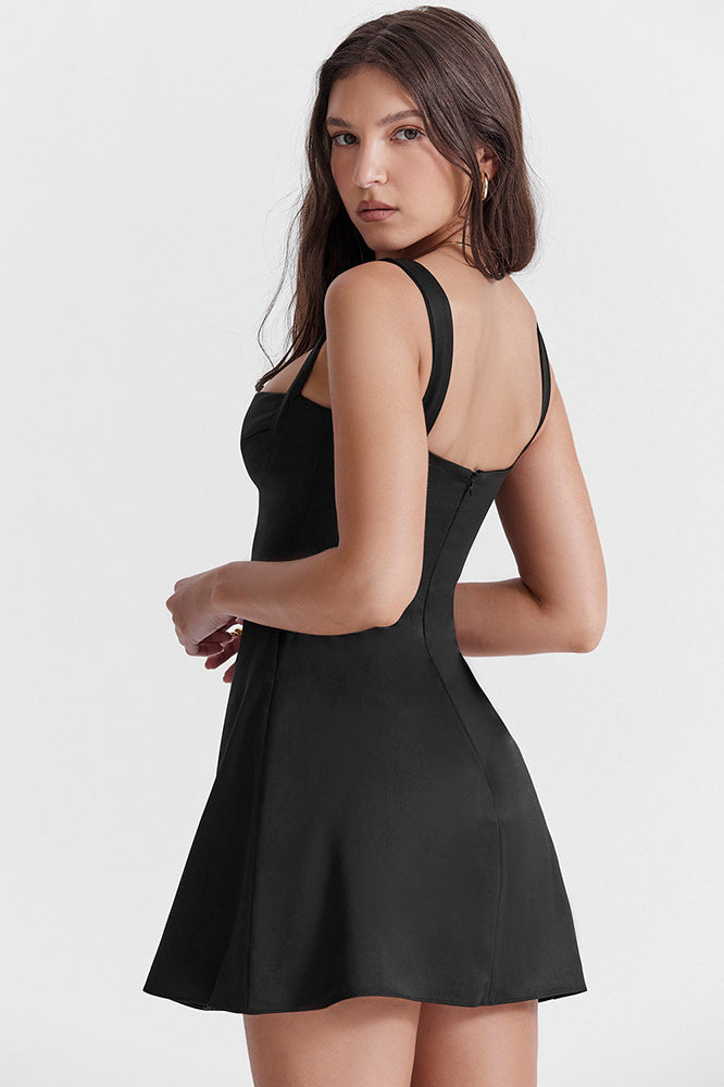 Square Neck Suspender Strap A-Line Mini Dress 7