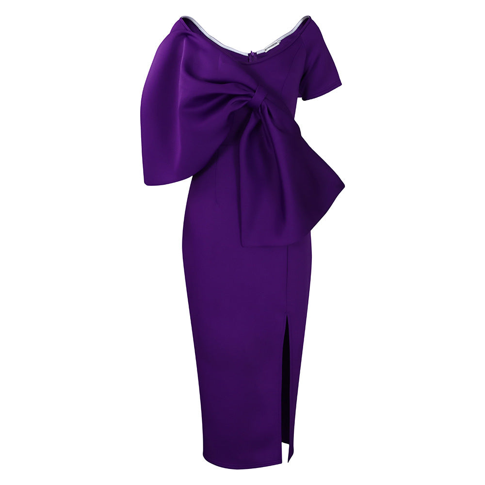 Satin Cowl Neck Backless High Split Slip Maxi Dress - View 9