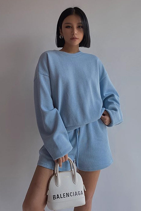 Orro Shop Stylish Long Sleeve Sweater and Shorts Set