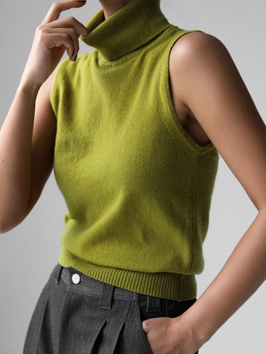 ShoptheCIC Simple Turtleneck Vest Sweater for Effortless Style