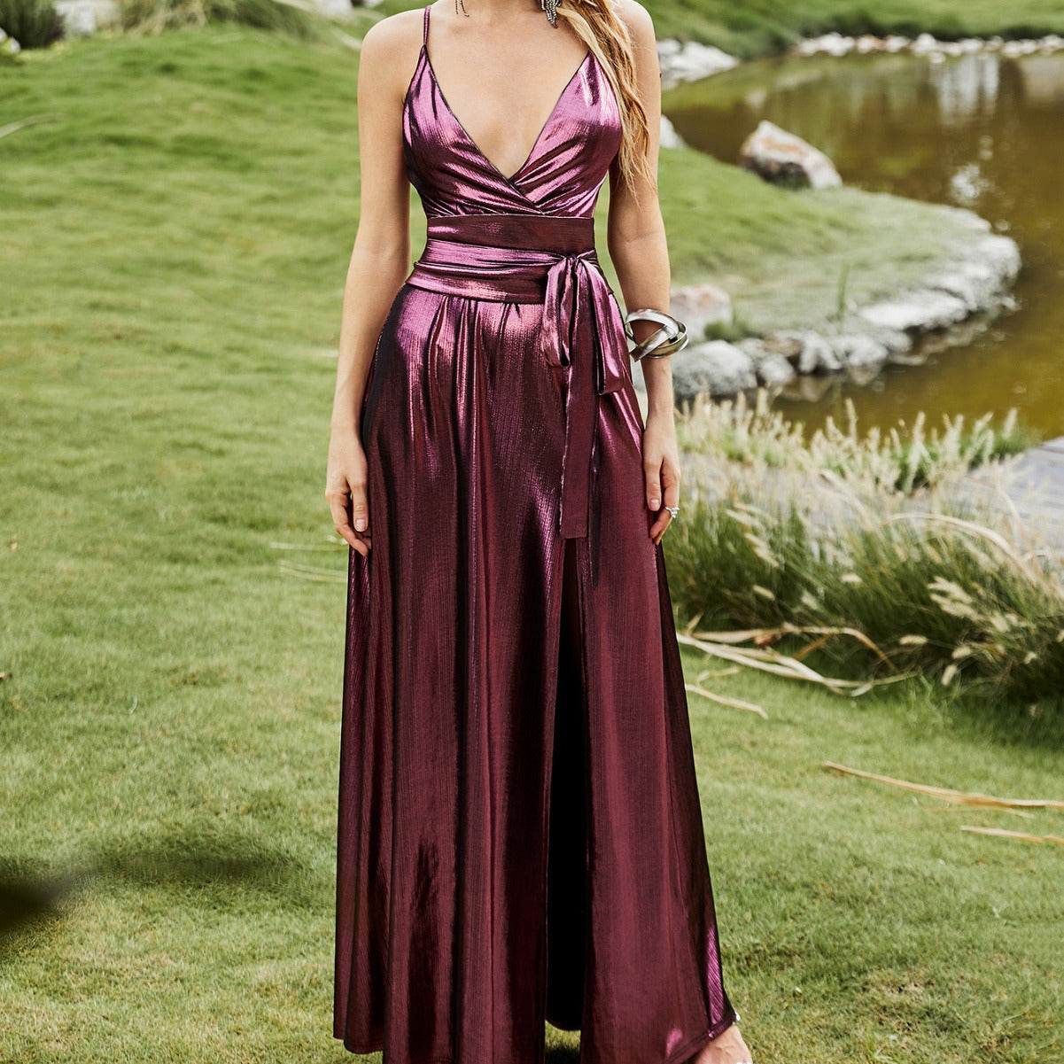 Vanda Formal Iridescent Metallic Dress - Fashionpara