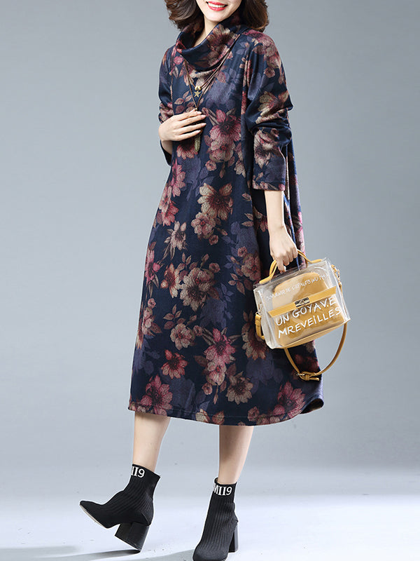 Shawna Vintage Floral Printed Midi Dress - Fashionpara