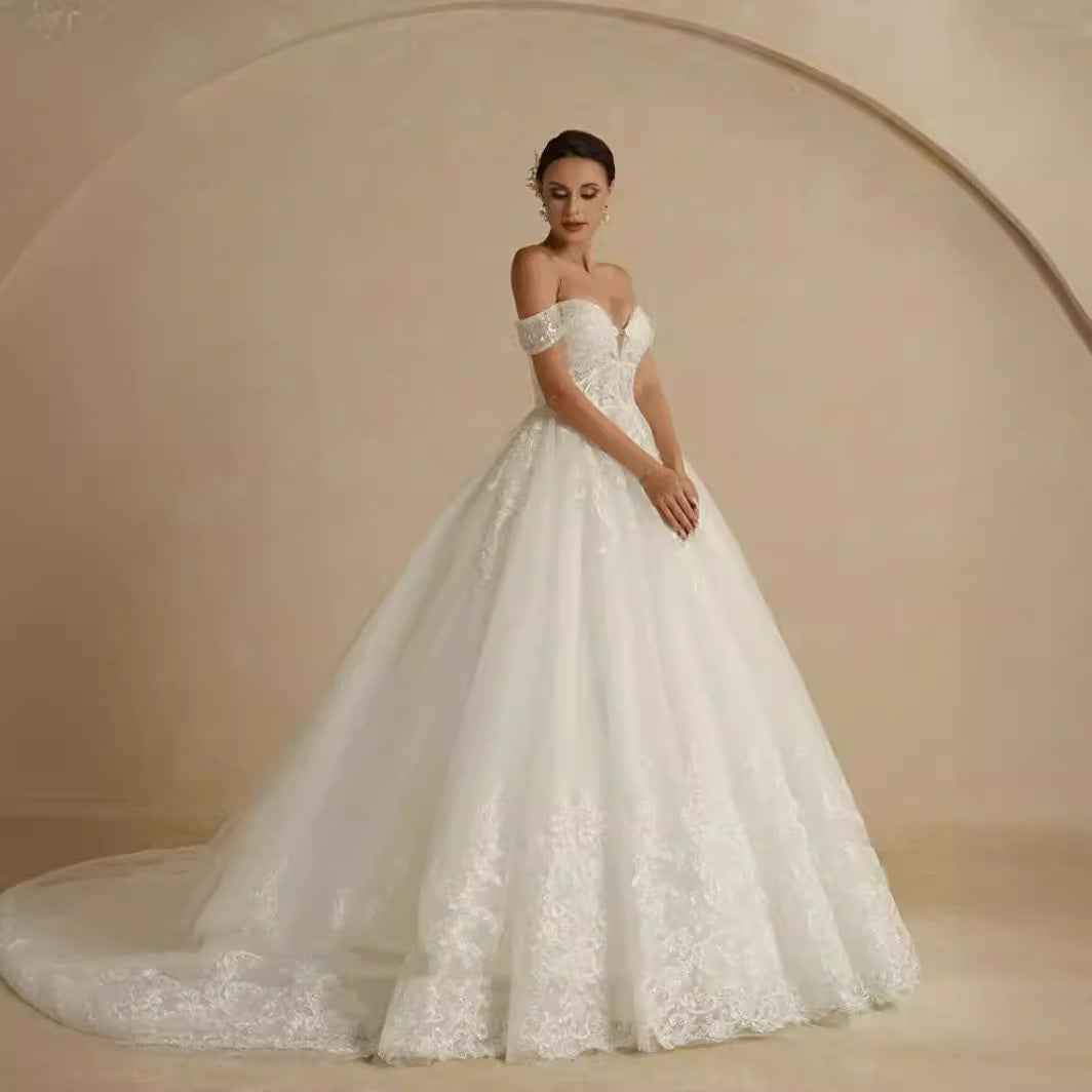 Off-Shoulder Royal Elegance Wedding Dress