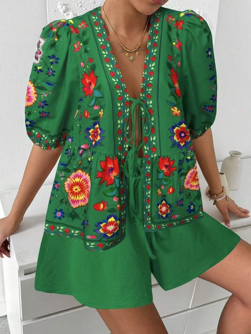 Off Shoulder Vintage Printed Top