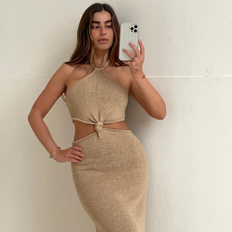 Knit Halter Neck Cut-Out Bodycon Dress