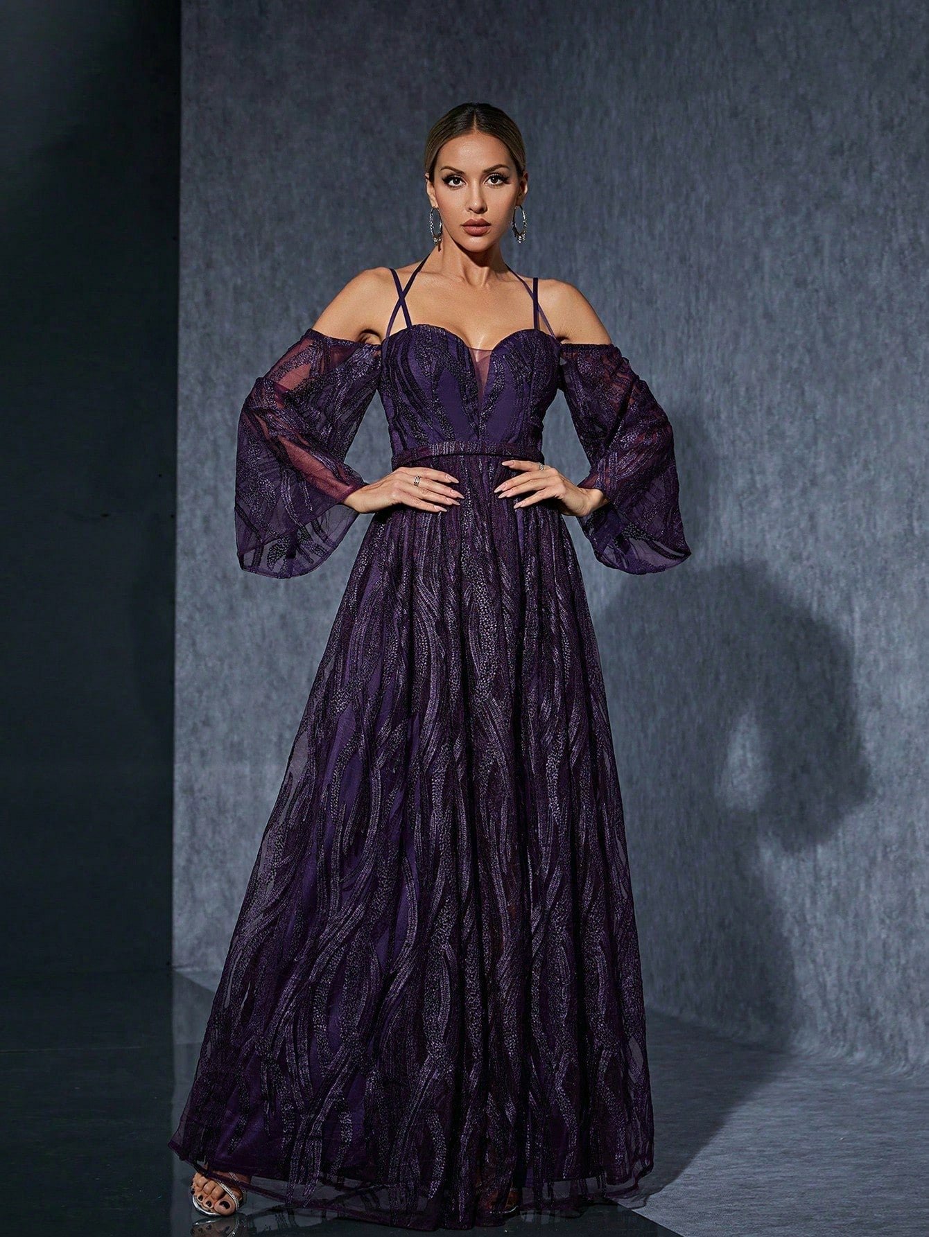 Halter Bell Sleeve Dress Slit Design Dress Beach Party Gathering Evening Dress - Fashionpara