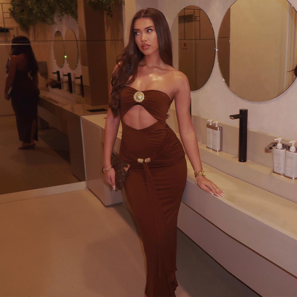 Lucian Maxi Dress-Brown