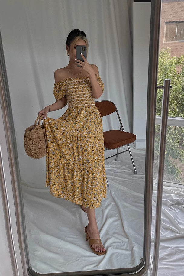 Floral Boho Dress A Line Short Sleeve Dress