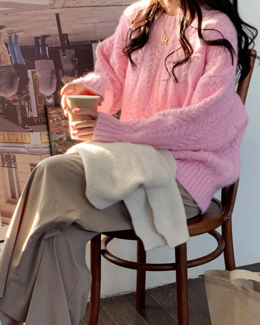 Wheat Twist Knitted Pullover Sweater for Cozy Elegance