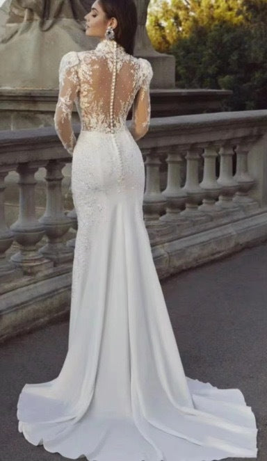 Long Sleeve French Princess Wedding Dress