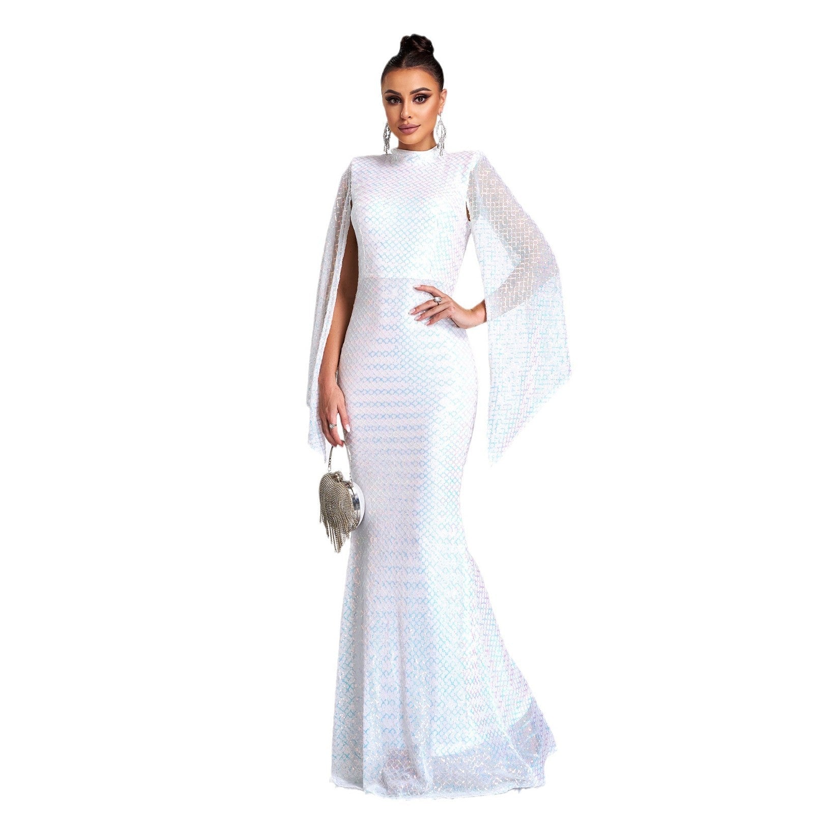 Long Sequined Party Evening Gown Dress