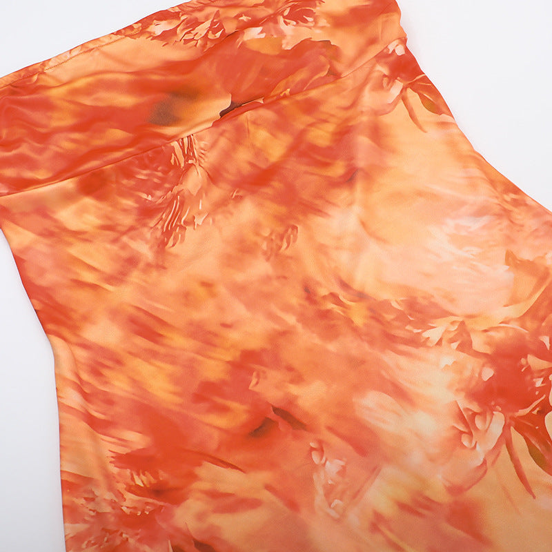 Watercolor Print Strapless Empire Column Maxi Dress 12