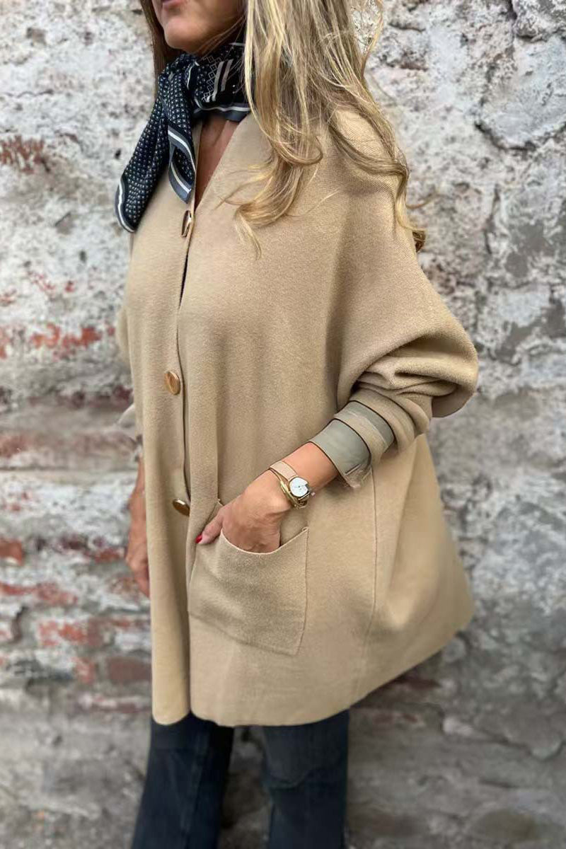 Mid-length V-neck Cardigan Jacket for Effortless Style