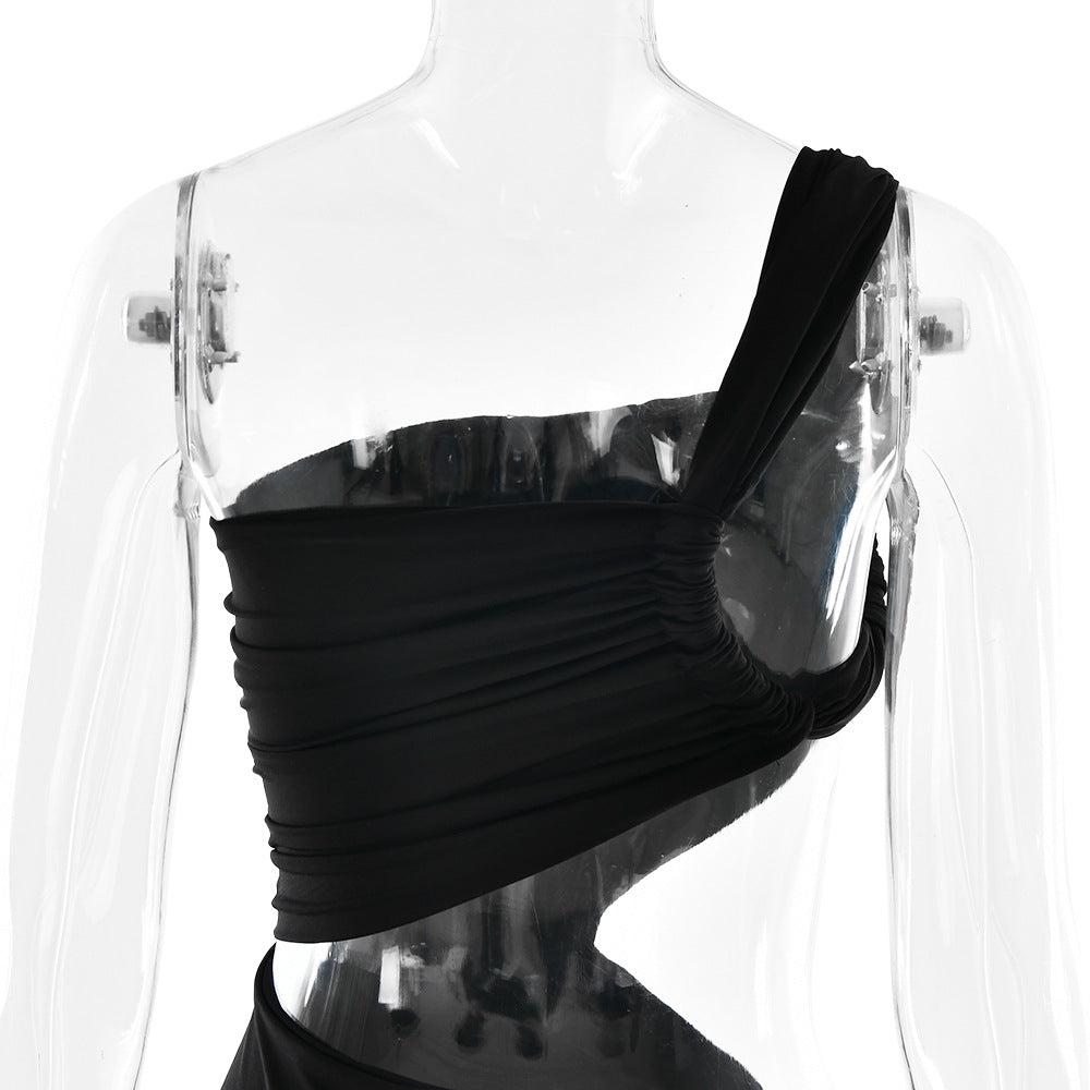 Ruched One-Shoulder Waist-Cutout Fishtail Gown 6