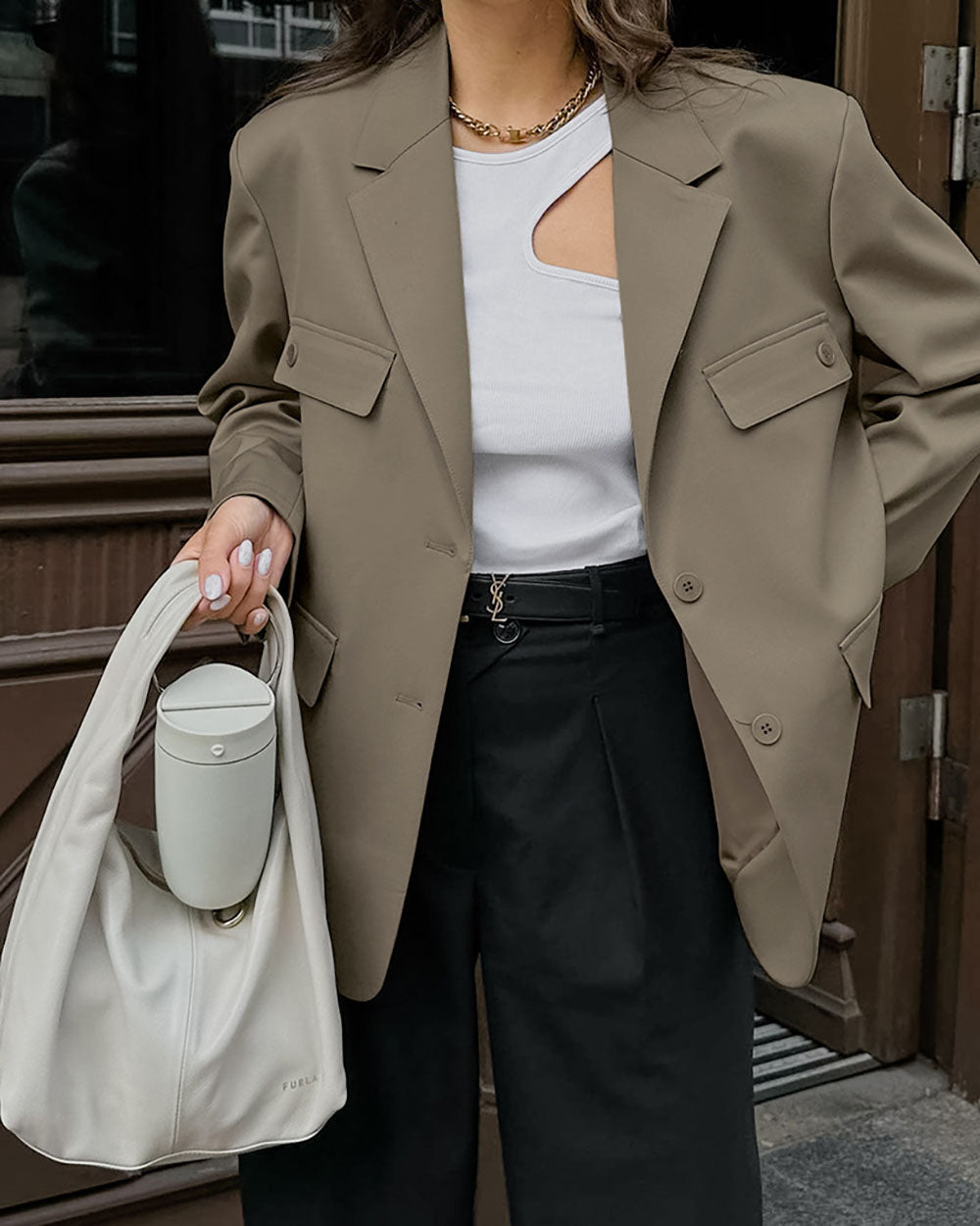 ShoptheCIC Vintage Loose-Fit Blazer with Four Pockets