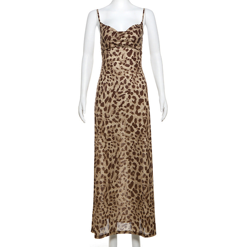 Leopard-Print Cowl-Neck Spaghetti-Strap Slip Maxi Dress 12