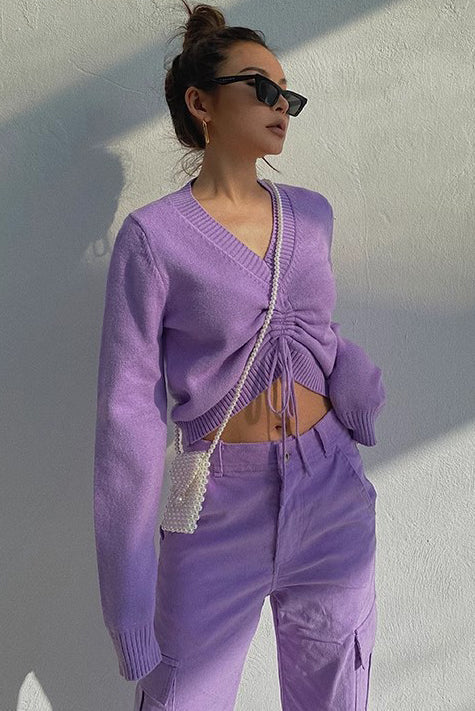 Orro Shop Vintage Drawstring V Neck Sweater for Comfort