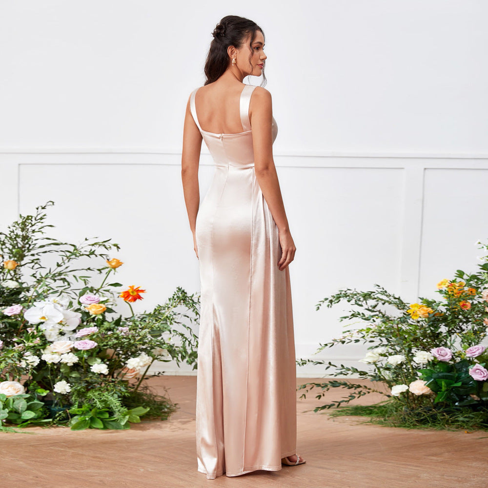 Suspender Tube Top Side High Slit Hip Bag A line High Waist Ladies Dress - Fashionpara