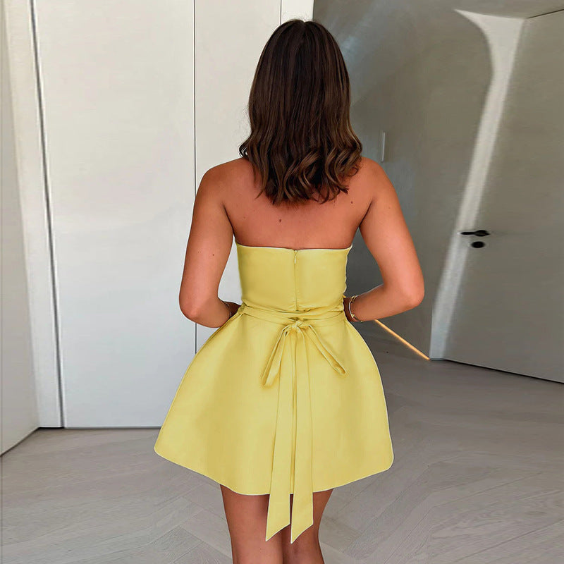 Strapless Ruched Full-Skirt Fit-and-Flare Mini Dress 5