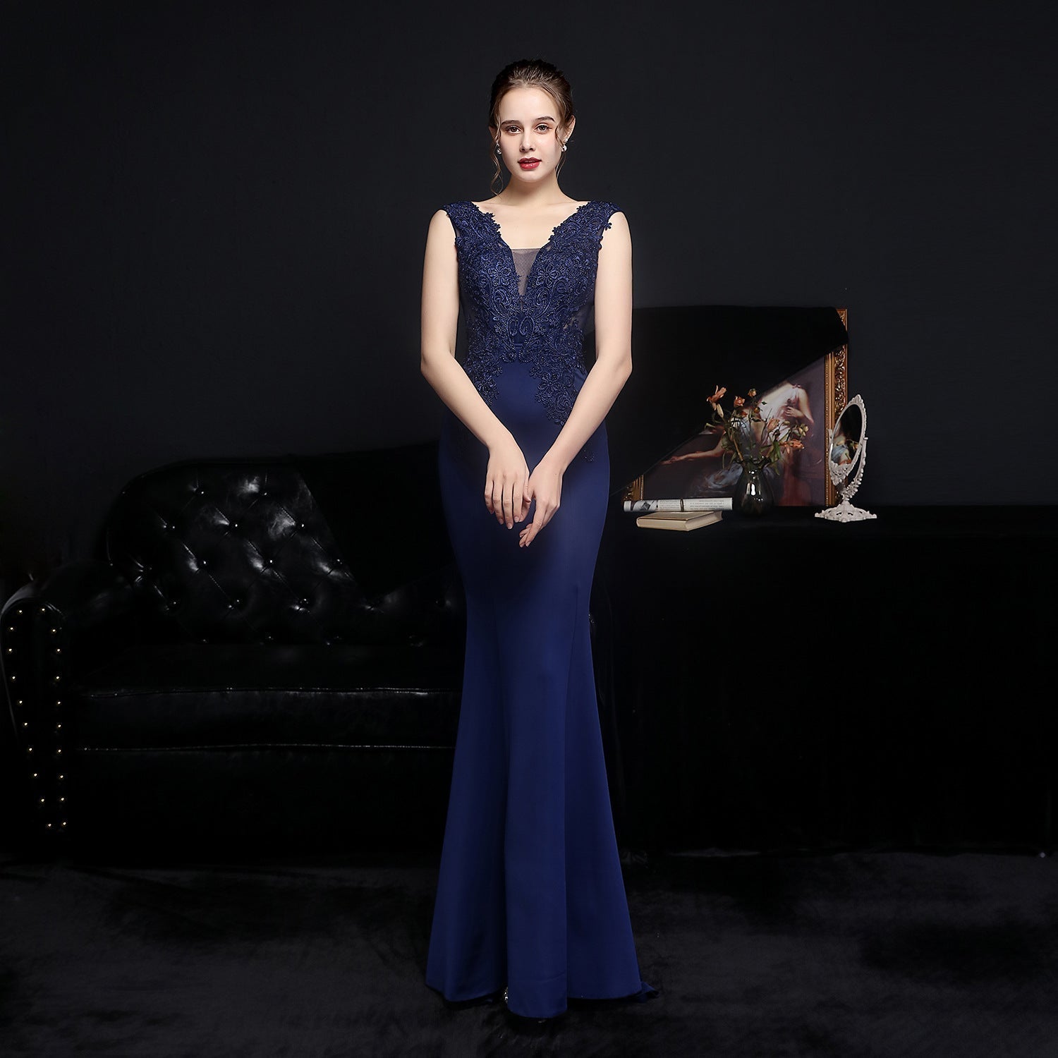 Amelia embroidered sequined fishtail dress - Fashionpara
