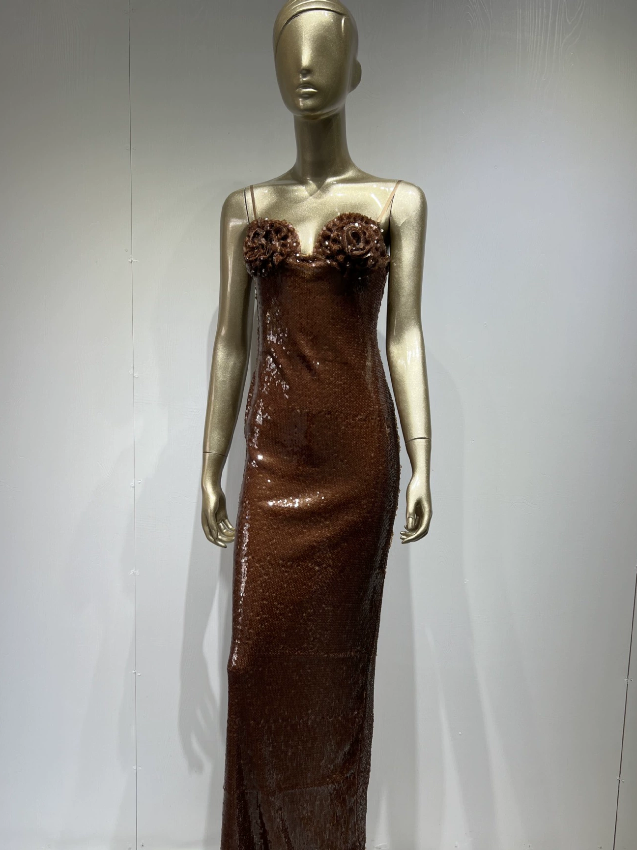 Sleeveless Backless Flower Sequins Bodycon Maxi Long Dress