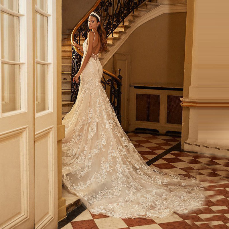 Lace Backless Mermaid Wedding Dress